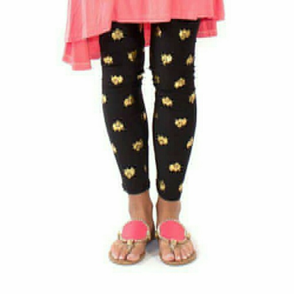 Simply Southern Pants - Simply southern black leggings w\gold elephants
